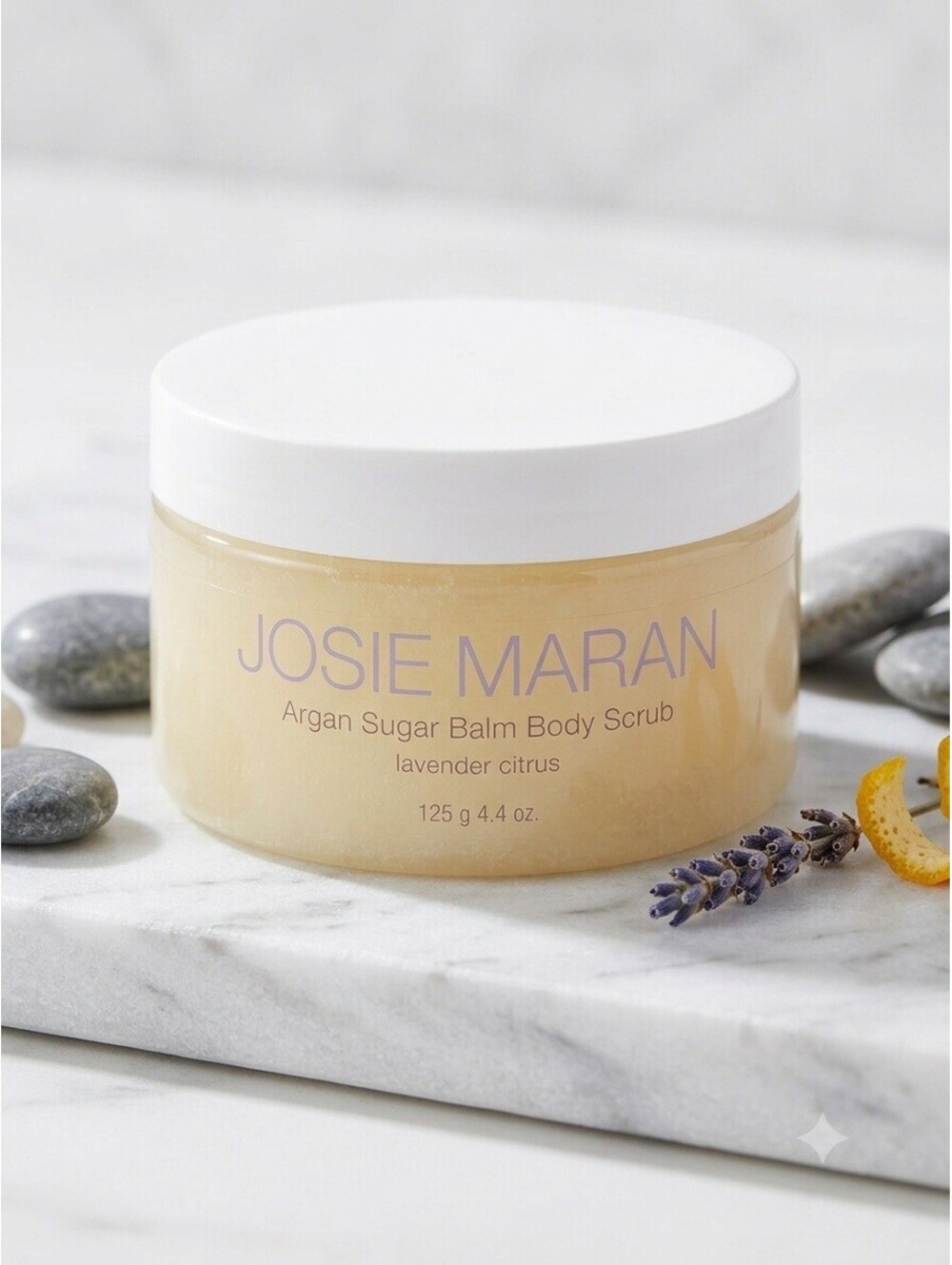 Josie Maran Argan Sugar Balm Body Scrub Lavender Citrus 4.4 oz / 125g